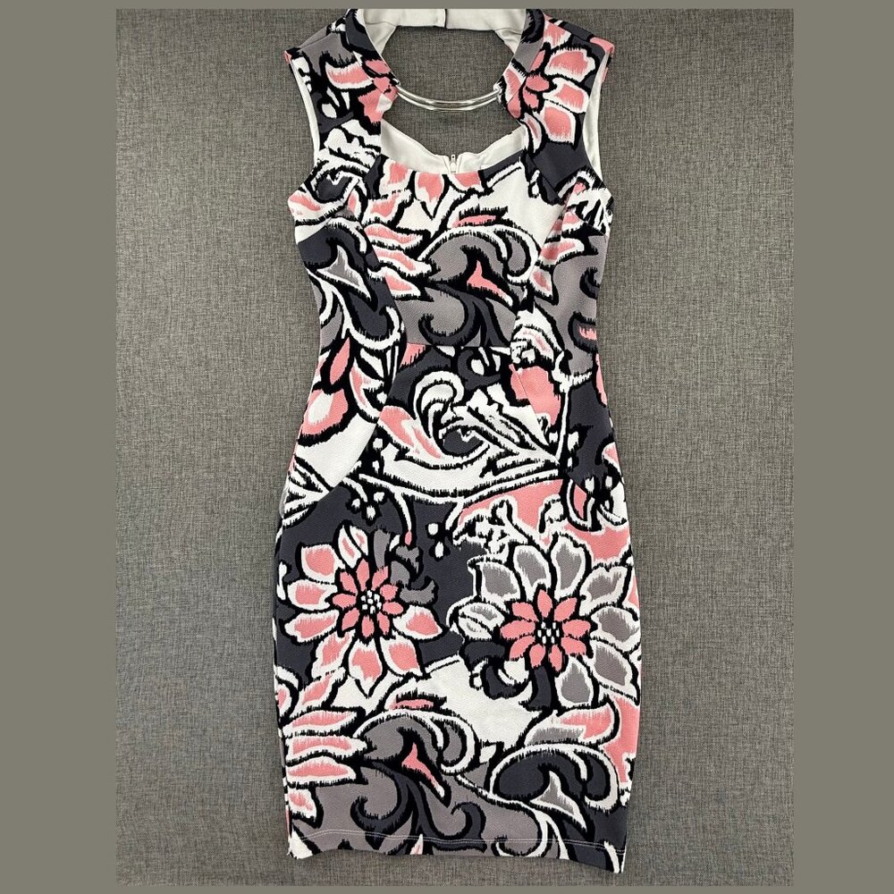 Bisou Bisou Michele Bohbot Sheath Dress Figure Flattering Size 2 Sleeveless Flo